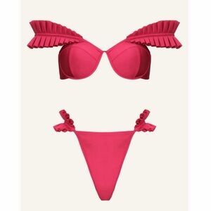 NWT Andrea Iyamah Hot Pink Ruffle Strap Bikini
